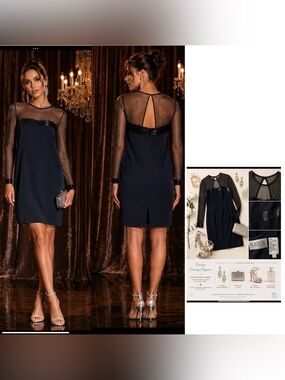 Vintage 90s Oleg Cassini Black
Tie Dress Size 4 Black Sheer Beaded Cocktail,LBD